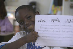 boy with writing